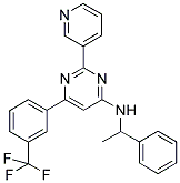 N-(1-PHENYLETHYL)-2-PYRIDIN-3-YL-6-[3-(TRIFLUOROMETHYL)PHENYL]PYRIMIDIN-4-AMINE 结构式