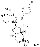 8-[(4-氯苯基)硫基]-2'-O-甲基-腺苷环 3',5'-(磷酸氢酯) 结构式