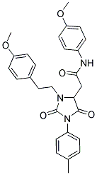 2-[3-(4-METHOXYPHENETHYL)-1-(4-METHYLPHENYL)-2,5-DIOXO-4-IMIDAZOLIDINYL]-N-(4-METHOXYPHENYL)ACETAMIDE 结构式