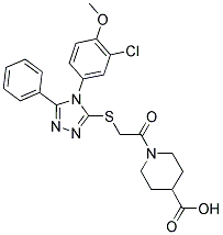 1-[2-[4-(3-CHLORO-4-METHOXY-PHENYL)-5-PHENYL-4H-[1,2,4]TRIAZOL-3-YLSULFANYL]-ACETYL]-PIPERIDINE-4-CARBOXYLIC ACID 结构式