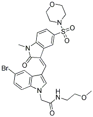 (Z)-2-(5-BROMO-3-((1-METHYL-5-(MORPHOLINOSULFONYL)-2-OXOINDOLIN-3-YLIDENE)METHYL)-1H-INDOL-1-YL)-N-(2-METHOXYETHYL)ACETAMIDE 结构式