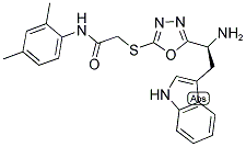2-(5-[1-Amino-2-(1H-indol-3-yl)-ethyl]-[1,3,4]oxadiazol-2-ylsulfanyl)-N-(2,4-dimethyl-phenyl)-acetamide 结构式