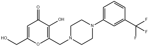 3-HYDROXY-6-(HYDROXYMETHYL)-2-((4-[3-(TRIFLUOROMETHYL)PHENYL]PIPERAZINO)METHYL)-4H-PYRAN-4-ONE 结构式