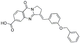 3-(3-BENZYLOXY-BENZYLIDENE)-9-OXO-1,2,3,9-TETRAHYDRO-PYRROLO[2,1-B]QUINAZOLINE-6-CARBOXYLIC ACID 结构式