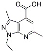 1-乙基-3,6-二甲基-1H-吡唑并[3,4-B]吡啶-4-羧酸 结构式