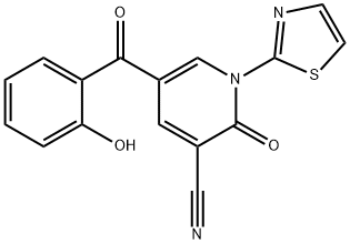 5-(2-羟基苯甲酰基)-2-氧代-1-(1,3-噻唑-2-基)-1,2-二氢吡啶-3-甲腈 结构式