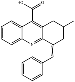 4-苯亚甲基-2-甲基-1,2,3,4-四氢吖啶-9-羧酸 结构式