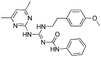 (E)-1-((4,6-DIMETHYLPYRIMIDIN-2-YLAMINO)(4-METHOXYPHENETHYLAMINO)METHYLENE)-3-PHENYLUREA 结构式