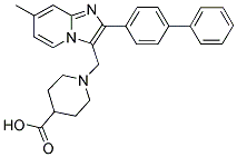 1-(2-Biphenyl-4-yl-7-methyl-imidazo[1,2-a]pyridin-3-ylmethyl)-piperidine-4-carboxylic acid 结构式