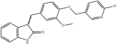 3-((4-[(6-CHLORO-3-PYRIDINYL)METHOXY]-3-METHOXYPHENYL)METHYLENE)-1,3-DIHYDRO-2H-INDOL-2-ONE 结构式