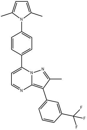 7-[4-(2,5-DIMETHYL-1H-PYRROL-1-YL)PHENYL]-2-METHYL-3-[3-(TRIFLUOROMETHYL)PHENYL]PYRAZOLO[1,5-A]PYRIMIDINE 结构式