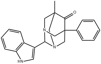 2-(1H-INDOL-3-YL)-5-METHYL-7-PHENYL-1,3-DIAZATRICYCLO[3.3.1.1~3,7~]DECAN-6-ONE 结构式