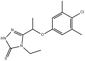 5-[1-(4-CHLORO-3,5-DIMETHYLPHENOXY)ETHYL]-4-ETHYL-4H-1,2,4-TRIAZOLE-3-THIOL 结构式