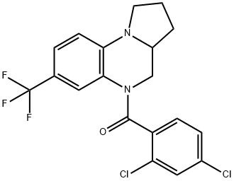 (2,4-DICHLOROPHENYL)[7-(TRIFLUOROMETHYL)-2,3,3A,4-TETRAHYDROPYRROLO[1,2-A]QUINOXALIN-5(1H)-YL]METHANONE 结构式