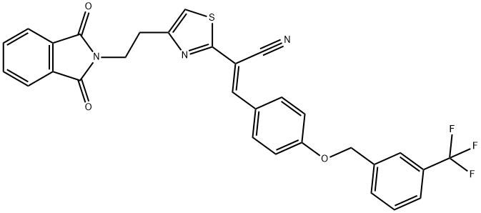 (E)-2-(4-[2-(1,3-DIOXO-1,3-DIHYDRO-2H-ISOINDOL-2-YL)ETHYL]-1,3-THIAZOL-2-YL)-3-(4-([3-(TRIFLUOROMETHYL)BENZYL]OXY)PHENYL)-2-PROPENENITRILE 结构式