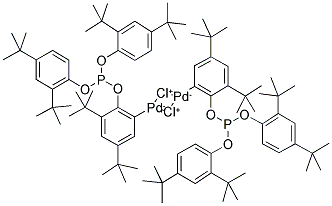 2-[BIS(2,4-DI-TERT-BUTYL-PHENOXY)PHOSPHINOOXY]-3,5-DI(TERT-BUTYL)PHENYL-PALLADIUM(II) CHLORIDE DIMER 结构式