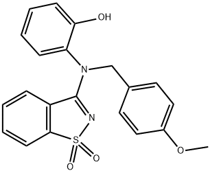 2-[(1,1-二氧代-1,2-苯并噻唑-3-基)-(4-甲氧基苄基)氨基]苯酚 结构式