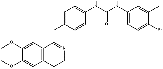 1-(4-((6,7-DIMETHOXY(3,4-DIHYDROISOQUINOLYL))METHYL)PHENYL)-3-(4-BROMO-3-METHYLPHENYL)UREA 结构式