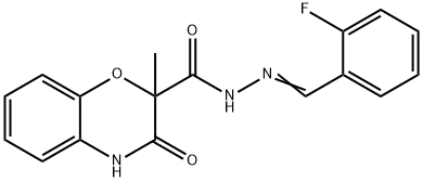 N'-[(2-FLUOROPHENYL)METHYLENE]-2-METHYL-3-OXO-3,4-DIHYDRO-2H-1,4-BENZOXAZINE-2-CARBOHYDRAZIDE 结构式