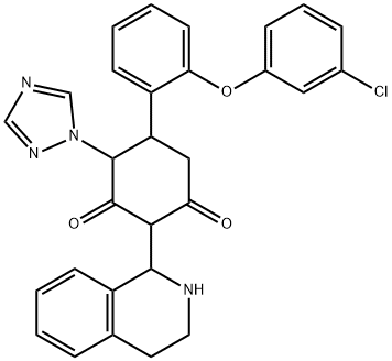 5-[2-(3-CHLOROPHENOXY)PHENYL]-2-(1,2,3,4-TETRAHYDRO-1-ISOQUINOLINYL)-4-(1H-1,2,4-TRIAZOL-1-YL)-1,3-CYCLOHEXANEDIONE