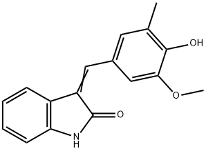 3-[(4-HYDROXY-3-METHOXY-5-METHYLPHENYL)METHYLENE]-1,3-DIHYDRO-2H-INDOL-2-ONE 结构式