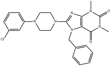 7-BENZYL-8-[4-(3-CHLOROPHENYL)PIPERAZIN-1-YL]-1,3-DIMETHYL-3,7-DIHYDRO-1H-PURINE-2,6-DIONE 结构式