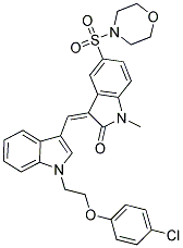 (Z)-3-((1-(2-(4-CHLOROPHENOXY)ETHYL)-1H-INDOL-3-YL)METHYLENE)-1-METHYL-5-(MORPHOLINOSULFONYL)INDOLIN-2-ONE 结构式