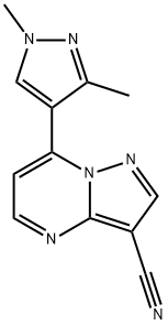 7-(1,3-二甲基-1H-吡唑-4-基)吡唑并[1,5-A]嘧啶-3-甲腈 结构式