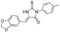 5-BENZO[1,3]DIOXOL-5-YLMETHYLENE-2-THIOXO-3-P-TOLYL-IMIDAZOLIDIN-4-ONE 结构式