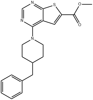 METHYL 4-(4-BENZYLPIPERIDINO)THIENO[2,3-D]PYRIMIDINE-6-CARBOXYLATE 结构式