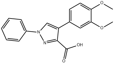 4-(3,4-DIMETHOXYPHENYL)-1-PHENYL-1H-PYRAZOLE-3-CARBOXYLIC ACID 结构式