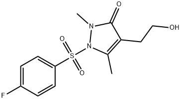 1-[(4-FLUOROPHENYL)SULFONYL]-4-(2-HYDROXYETHYL)-2,5-DIMETHYL-1,2-DIHYDRO-3H-PYRAZOL-3-ONE 结构式