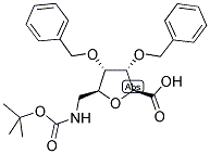 5S-T-BUTYLOXYCARBONYLAMINOMETHYL-3S,4R-DIBENZYLOXY-TETRAHYDROFURANE-2S-CARBOXYLIC ACID 结构式