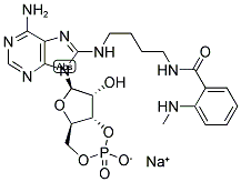 8-(4-[N'-METHYLANTHRANILOYL] AMINOBUTYLAMINO) ADENOSINE-3',5'-CYCLIC MONOPHOSPHATE SODIUM SALT 结构式