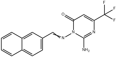 2-AMINO-3-([(E)-2-NAPHTHYLMETHYLIDENE]AMINO)-6-(TRIFLUOROMETHYL)-4(3H)-PYRIMIDINONE 结构式