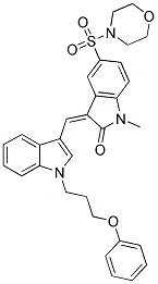 (Z)-1-METHYL-5-(MORPHOLINOSULFONYL)-3-((1-(3-PHENOXYPROPYL)-1H-INDOL-3-YL)METHYLENE)INDOLIN-2-ONE 结构式