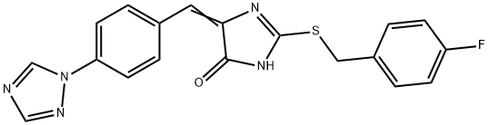 2-[(4-FLUOROBENZYL)SULFANYL]-4-((Z)-[4-(1H-1,2,4-TRIAZOL-1-YL)PHENYL]METHYLIDENE)-1H-IMIDAZOL-5-ONE 结构式