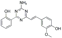 4-{(E)-2-[4-Amino-6-(2-hydroxyphenyl)-1,3,5-triazin-2-yl]vinyl}-2-methoxyphenol 结构式