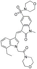 (Z)-3-((7-ETHYL-1-(2-MORPHOLINO-2-OXOETHYL)-1H-INDOL-3-YL)METHYLENE)-1-METHYL-5-(MORPHOLINOSULFONYL)INDOLIN-2-ONE 结构式
