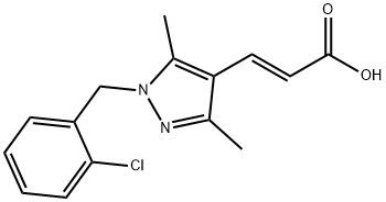 (2E)-3-{1-[(2-氯苯基)甲基]-3,5-二甲基-1H-吡唑-4-基}丙-2-烯酸 结构式