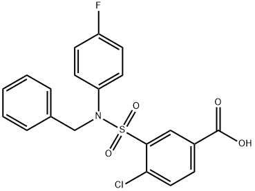3-[苄基(4-氟苯基)氨磺酰基]-4-氯苯甲酸 结构式