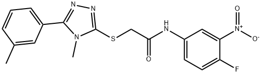 N-(4-FLUORO-3-NITROPHENYL)-2-([4-METHYL-5-(3-METHYLPHENYL)-4H-1,2,4-TRIAZOL-3-YL]SULFANYL)ACETAMIDE 结构式