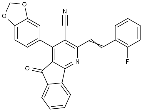 4-(1,3-Benzodioxol-5-yl)-2-[(E)-2-(2-fluorophenyl)ethenyl]-5-oxo-5H-indeno[1,2-b]pyridine-3-carbonitrile 结构式