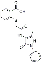 2-([2-[(1,5-DIMETHYL-3-OXO-2-PHENYL-2,3-DIHYDRO-1H-PYRAZOL-4-YL)AMINO]-2-OXOETHYL]THIO)BENZOIC ACID 结构式