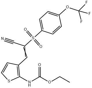 N-(3-(2-NITRILO-2-((4-(TRIFLUOROMETHOXY)PHENYL)SULFONYL)VINYL)(2-THIENYL))ETHOXYFORMAMIDE 结构式