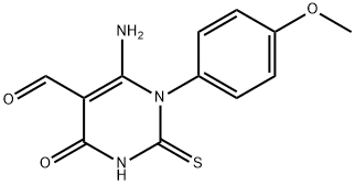 6-AMINO-1-(4-METHOXYPHENYL)-4-OXO-2-THIOXO-1,2,3,4-TETRAHYDRO-5-PYRIMIDINECARBALDEHYDE 结构式