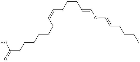 14-[1'(E)-Hexenyloxyl]-8(Z),11(Z),13(E)-tetradecatrienoic acid 结构式