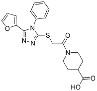 1-[2-(5-FURAN-2-YL-4-PHENYL-4H-[1,2,4]TRIAZOL-3-YLSULFANYL)-ACETYL]-PIPERIDINE-4-CARBOXYLIC ACID 结构式