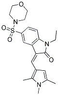 (Z)-1-ETHYL-5-(MORPHOLINOSULFONYL)-3-((1,2,5-TRIMETHYL-1H-PYRROL-3-YL)METHYLENE)INDOLIN-2-ONE 结构式