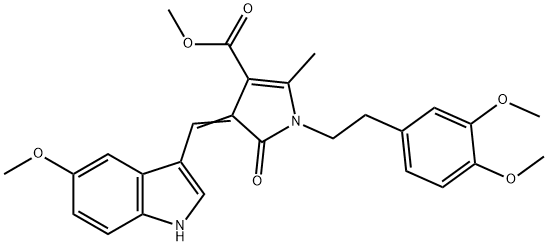 METHYL 1-(3,4-DIMETHOXYPHENETHYL)-3-[(Z)-(5-METHOXY-1H-INDOL-3-YL)METHYLIDENE]-5-METHYL-2-OXO-1,2-DIHYDRO-3H-PYRROLE-4-CARBOXYLATE 结构式